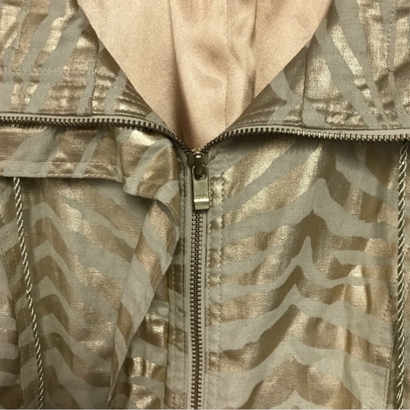 Berer Gold Metallic Zebra Print Jacket Linen Blend Size Medium - Picture 7 of 10